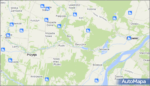 mapa Baryczka gmina Przyłęk, Baryczka gmina Przyłęk na mapie Targeo