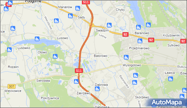 mapa Batorowo gmina Tarnowo Podgórne, Batorowo gmina Tarnowo Podgórne na mapie Targeo