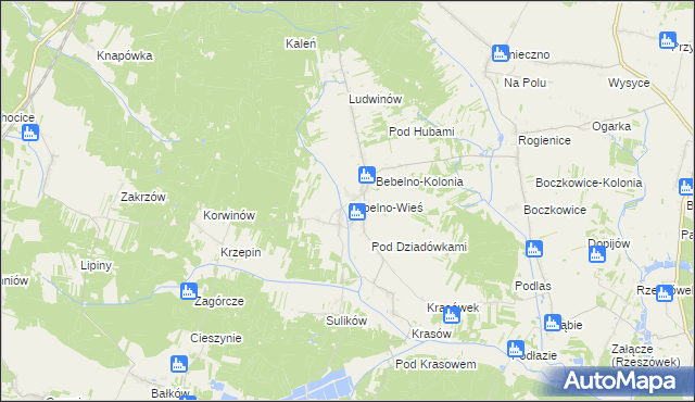 mapa Bebelno-Wieś, Bebelno-Wieś na mapie Targeo