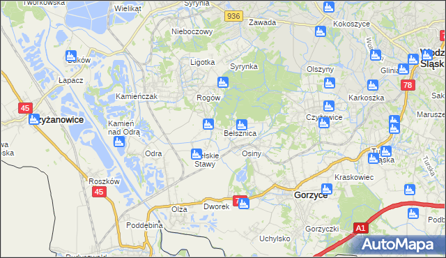 mapa Bełsznica, Bełsznica na mapie Targeo