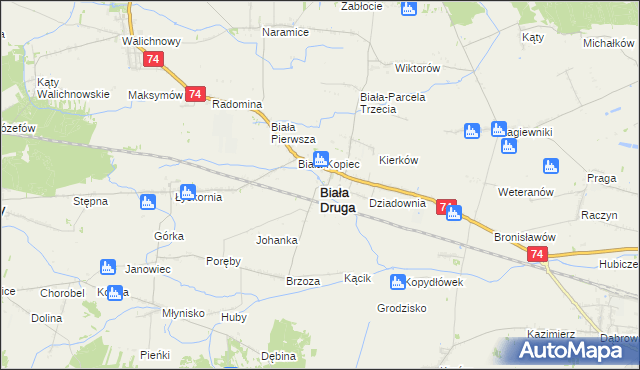 mapa Biała Druga gmina Biała, Biała Druga gmina Biała na mapie Targeo