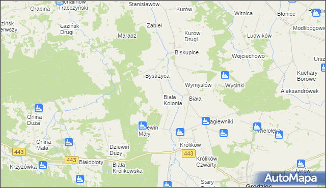 mapa Biała Kolonia, Biała Kolonia na mapie Targeo