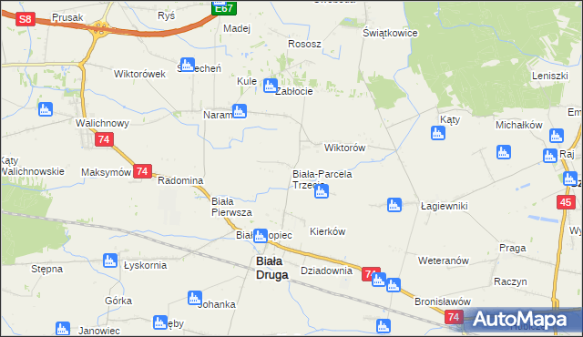 mapa Biała-Parcela Trzecia, Biała-Parcela Trzecia na mapie Targeo