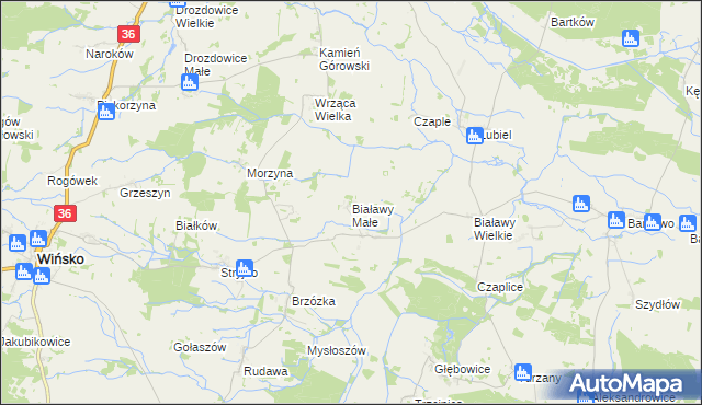 mapa Białawy Małe, Białawy Małe na mapie Targeo