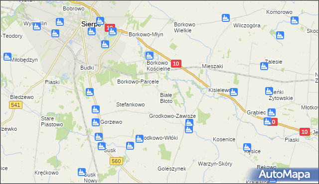 mapa Białe Błoto gmina Sierpc, Białe Błoto gmina Sierpc na mapie Targeo