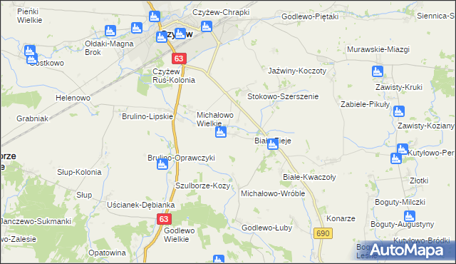 mapa Białe-Papieże, Białe-Papieże na mapie Targeo