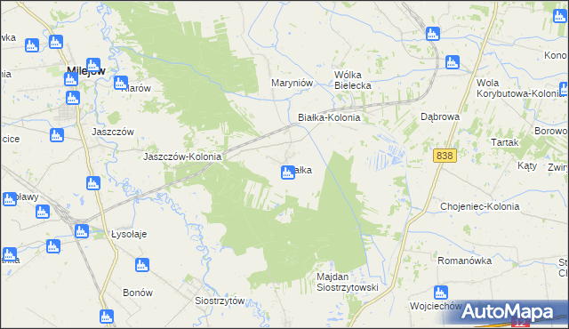 mapa Białka gmina Milejów, Białka gmina Milejów na mapie Targeo