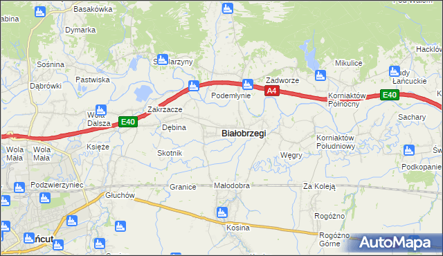 mapa Białobrzegi powiat łańcucki, Białobrzegi powiat łańcucki na mapie Targeo