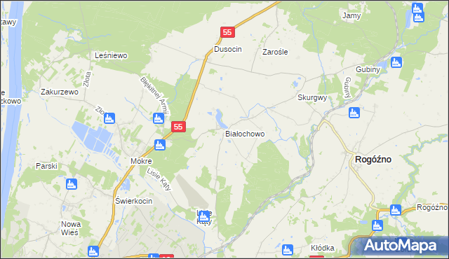 mapa Białochowo, Białochowo na mapie Targeo