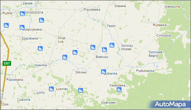 mapa Białousy, Białousy na mapie Targeo