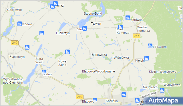 mapa Białowieża gmina Tuchola, Białowieża gmina Tuchola na mapie Targeo