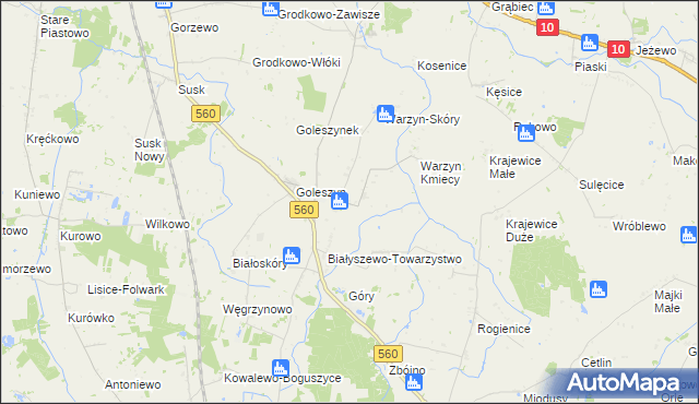 mapa Białyszewo, Białyszewo na mapie Targeo