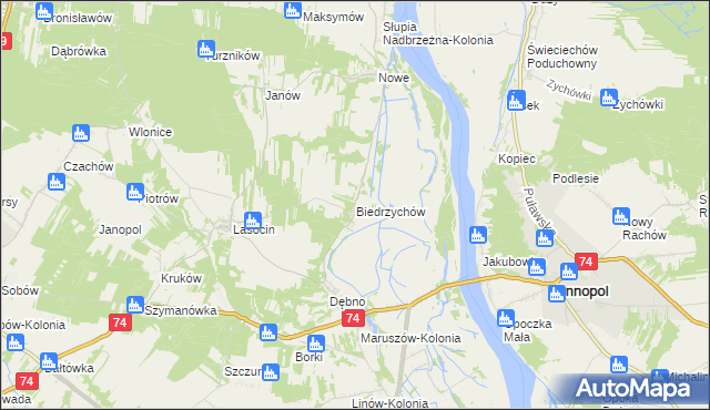 mapa Biedrzychów gmina Ożarów, Biedrzychów gmina Ożarów na mapie Targeo
