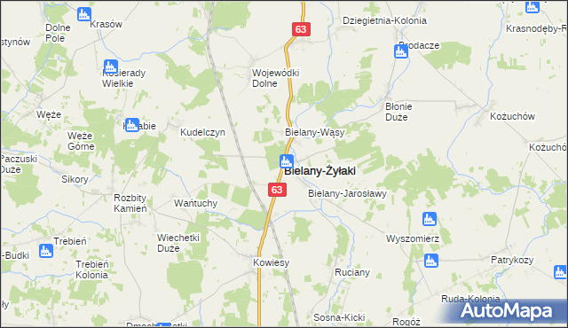 mapa Bielany-Żyłaki, Bielany-Żyłaki na mapie Targeo