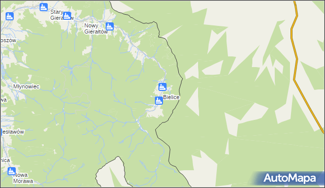 mapa Bielice gmina Stronie Śląskie, Bielice gmina Stronie Śląskie na mapie Targeo