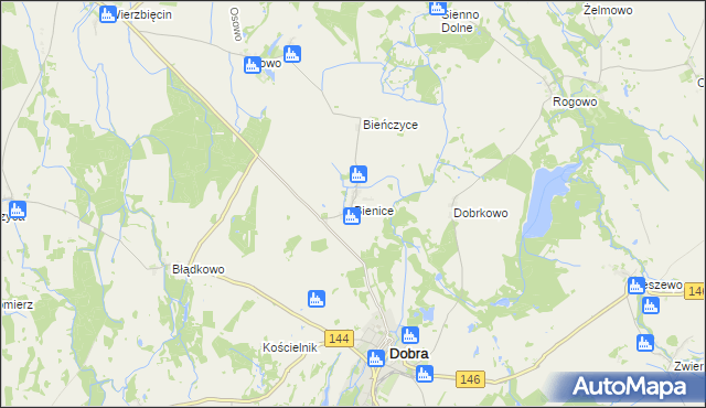 mapa Bienice, Bienice na mapie Targeo