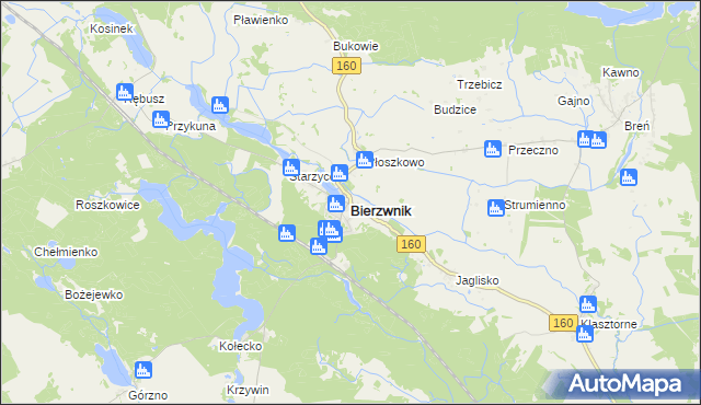 mapa Bierzwnik, Bierzwnik na mapie Targeo