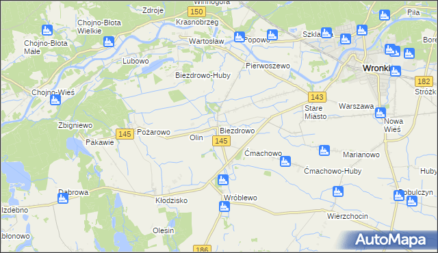 mapa Biezdrowo, Biezdrowo na mapie Targeo