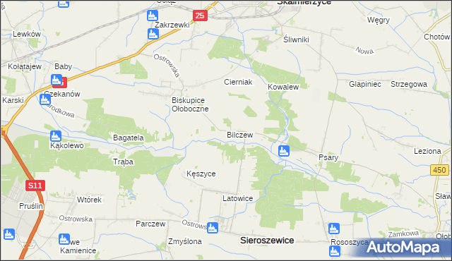 mapa Bilczew gmina Sieroszewice, Bilczew gmina Sieroszewice na mapie Targeo