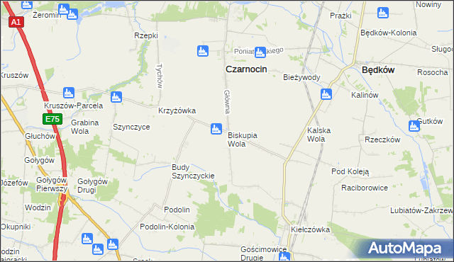 mapa Biskupia Wola, Biskupia Wola na mapie Targeo