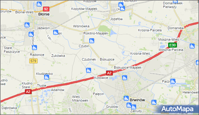 mapa Biskupice gmina Brwinów, Biskupice gmina Brwinów na mapie Targeo