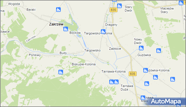 mapa Biskupie gmina Wysokie, Biskupie gmina Wysokie na mapie Targeo