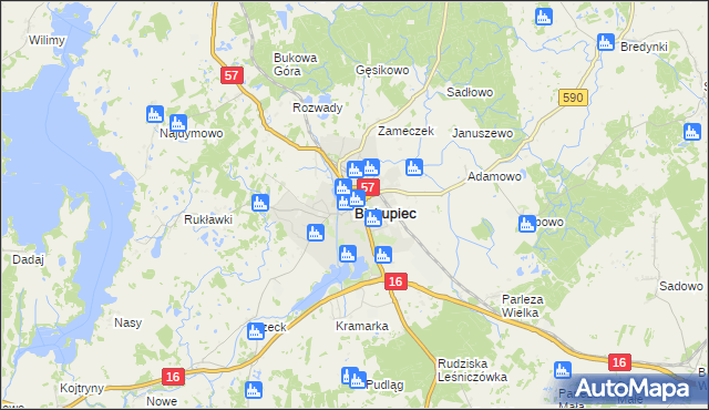 mapa Biskupiec powiat olsztyński, Biskupiec powiat olsztyński na mapie Targeo