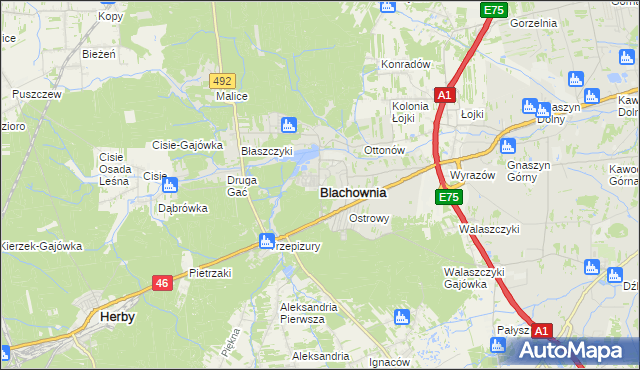 mapa Blachownia, Blachownia na mapie Targeo