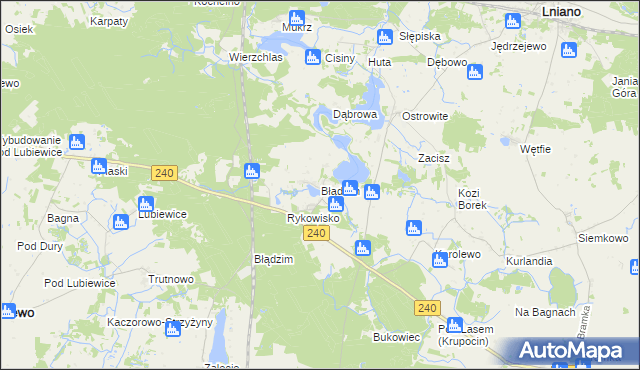 mapa Błądzim gmina Lniano, Błądzim gmina Lniano na mapie Targeo