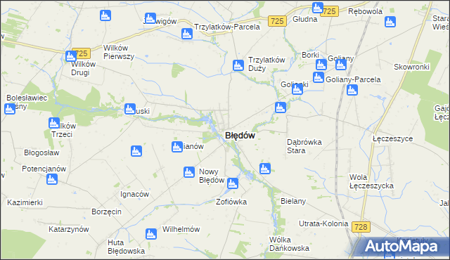 mapa Błędów powiat grójecki, Błędów powiat grójecki na mapie Targeo