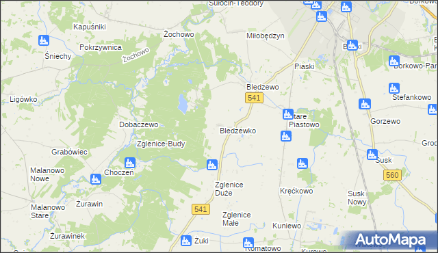 mapa Bledzewko, Bledzewko na mapie Targeo