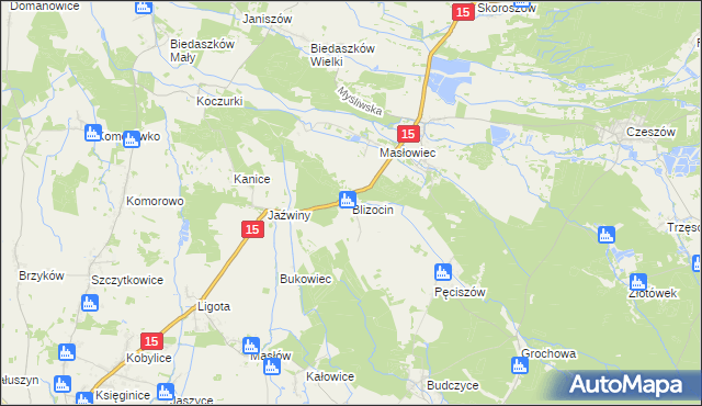 mapa Blizocin gmina Trzebnica, Blizocin gmina Trzebnica na mapie Targeo