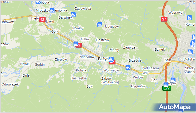 mapa Bliżyn, Bliżyn na mapie Targeo