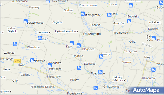 mapa Błogocice, Błogocice na mapie Targeo