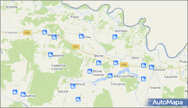 mapa Błonie gmina Janów Podlaski, Błonie gmina Janów Podlaski na mapie Targeo