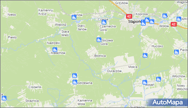 mapa Błotnica gmina Stąporków, Błotnica gmina Stąporków na mapie Targeo