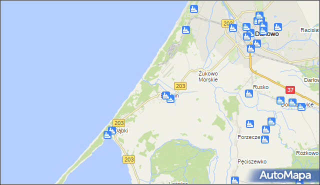 mapa Bobolin gmina Darłowo, Bobolin gmina Darłowo na mapie Targeo