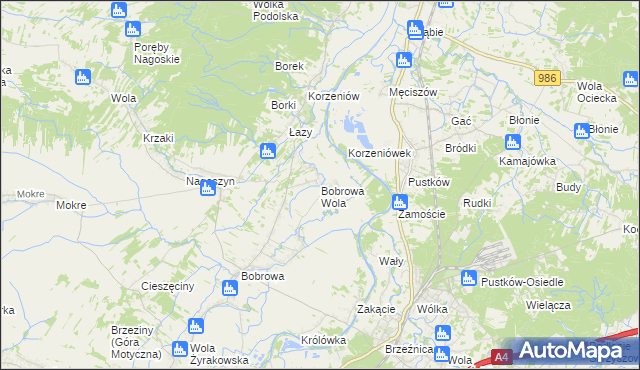 mapa Bobrowa Wola, Bobrowa Wola na mapie Targeo