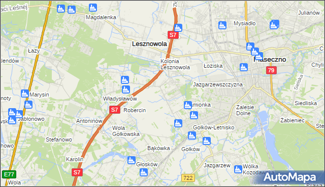 mapa Bobrowiec gmina Piaseczno, Bobrowiec gmina Piaseczno na mapie Targeo