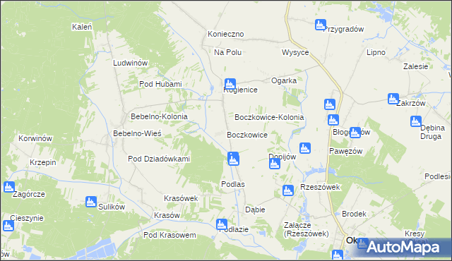 mapa Boczkowice gmina Włoszczowa, Boczkowice gmina Włoszczowa na mapie Targeo