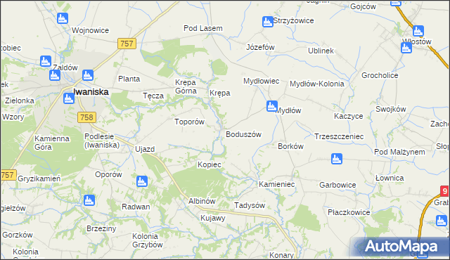 mapa Boduszów, Boduszów na mapie Targeo