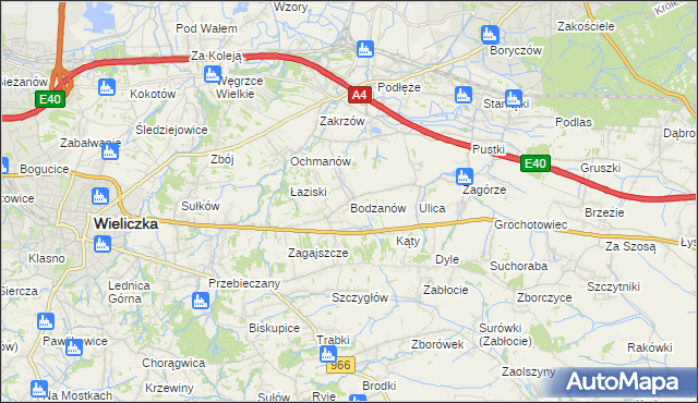 mapa Bodzanów gmina Biskupice, Bodzanów gmina Biskupice na mapie Targeo