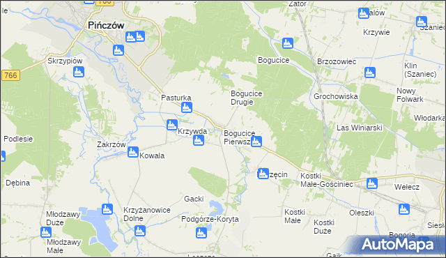 mapa Bogucice Pierwsze, Bogucice Pierwsze na mapie Targeo