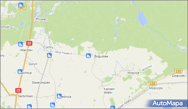 mapa Bogusław gmina Dębno, Bogusław gmina Dębno na mapie Targeo
