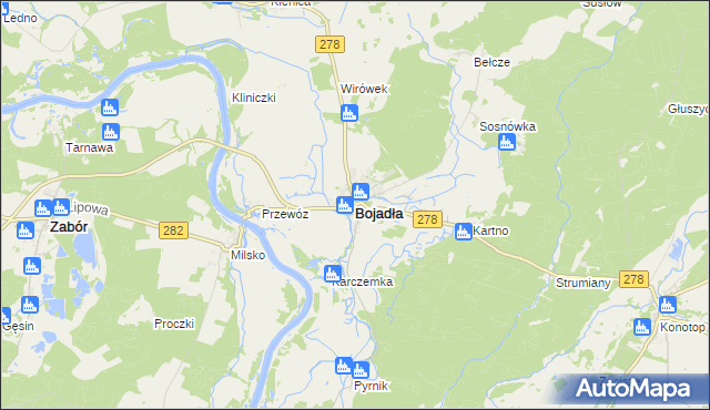 mapa Bojadła, Bojadła na mapie Targeo