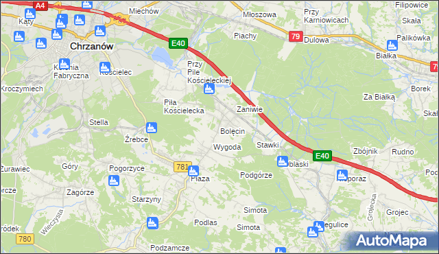 mapa Bolęcin gmina Trzebinia, Bolęcin gmina Trzebinia na mapie Targeo