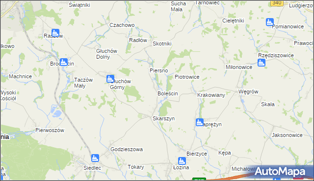 mapa Boleścin gmina Trzebnica, Boleścin gmina Trzebnica na mapie Targeo