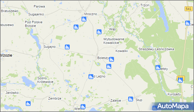 mapa Boleszyn gmina Grodziczno, Boleszyn gmina Grodziczno na mapie Targeo