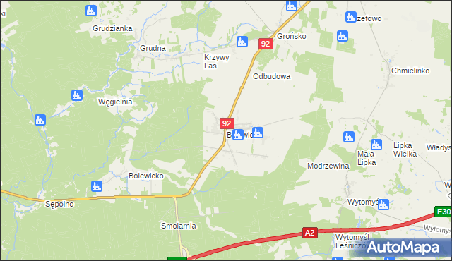 mapa Bolewice gmina Miedzichowo, Bolewice gmina Miedzichowo na mapie Targeo