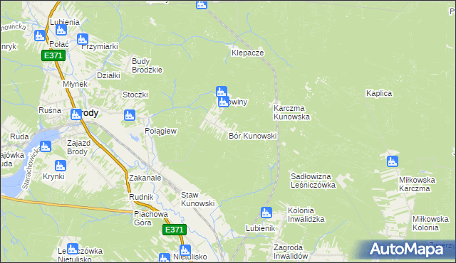 mapa Bór Kunowski, Bór Kunowski na mapie Targeo